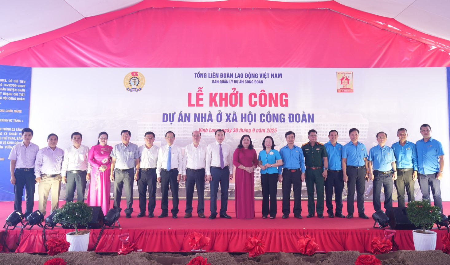 Khởi công Dự án Nhà ở xã hội Công đoàn tại xã Giao Long, tỉnh Vĩnh Long